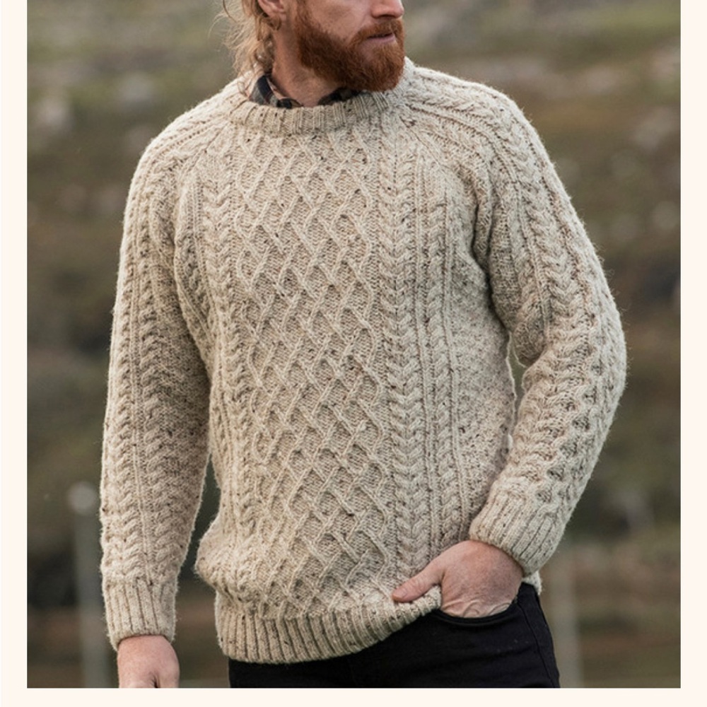 XL Irish Wool Fisherman's Sweater - Picture 5 of 5